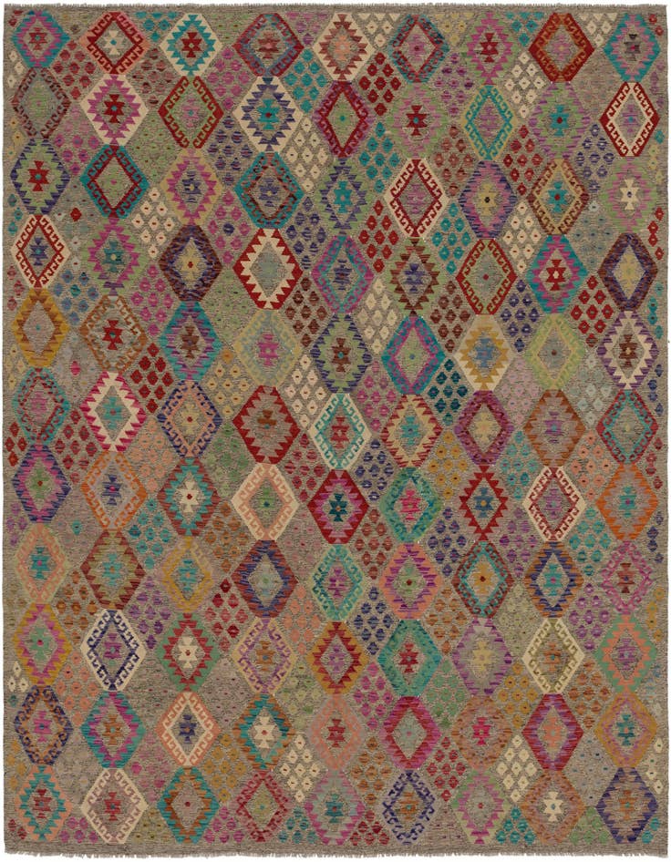 Detail image of 10' 10 x 12' 5 Hand Woven Kilim Modern Wool Rug