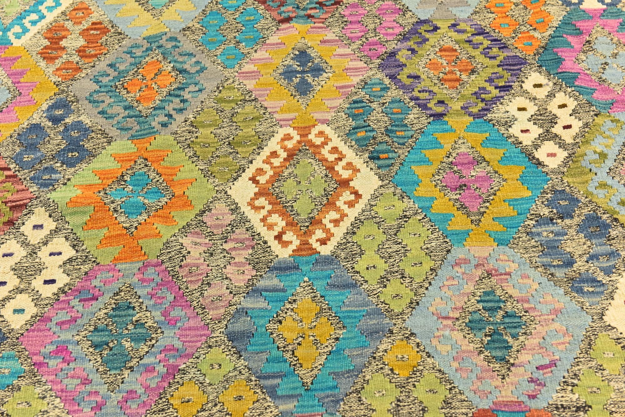 6' 3 x 8' 6 Hand Woven Kilim Modern Wool Rug