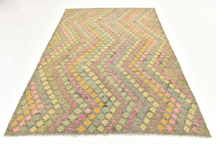 5' 10 x 8' Hand Woven Kilim Modern Wool Rug