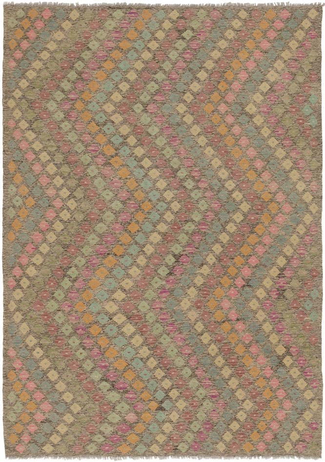 Detail image of 5' 10 x 8' Hand Woven Kilim Modern Wool Rug