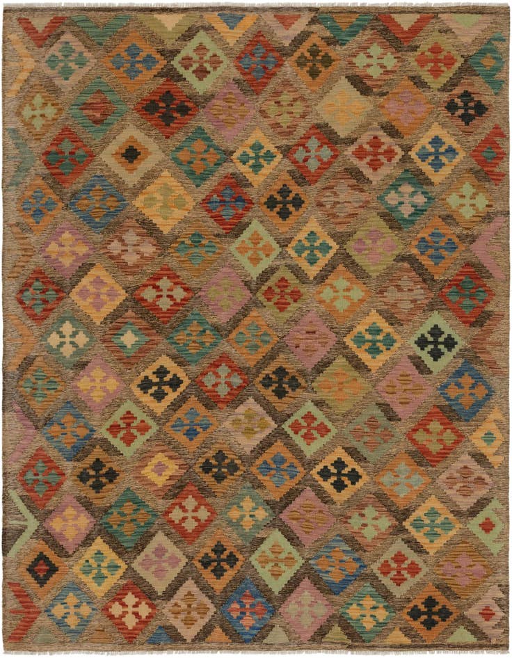 Detail image of 6' 6 x 8' 2 Hand Woven Kilim Modern Wool Rug
