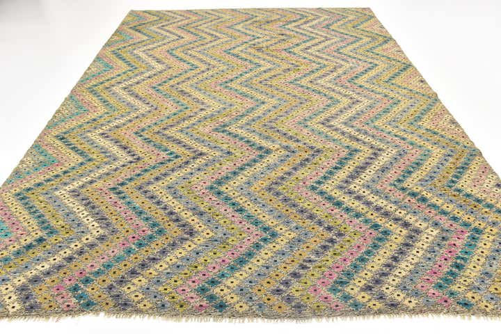 9' x 11' 6 Hand Woven Kilim Modern Wool Rug
