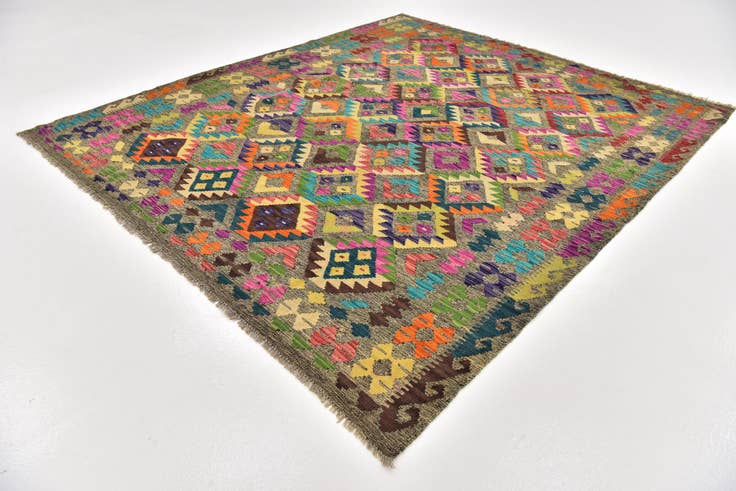 Detail image of 6' 9 x 8' Hand Woven Kilim Modern Wool Rug