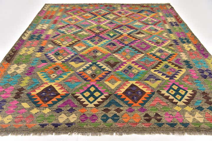 6' 9 x 8' Hand Woven Kilim Modern Wool Rug