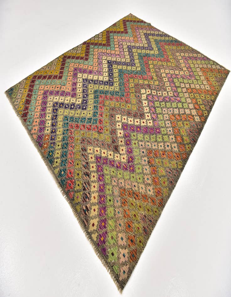 Detail image of 6' 3 x 8'  Hand Woven Kilim Modern Wool Rug