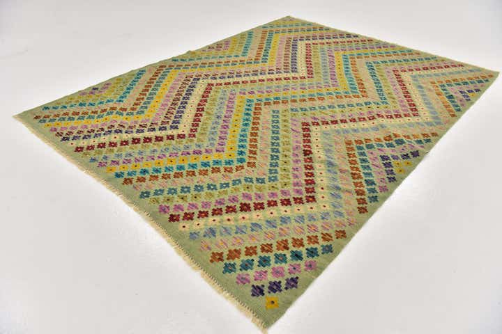 5' 10 x 7' 8 Hand Woven Kilim Modern Wool Rug