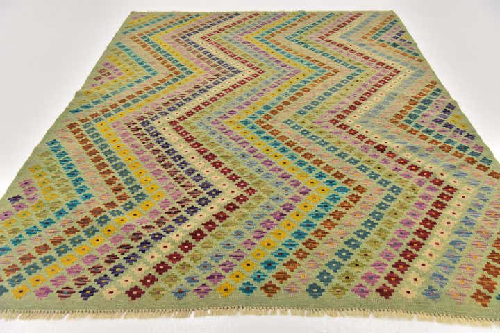 5' 10 x 7' 8 Hand Woven Kilim Modern Wool Rug