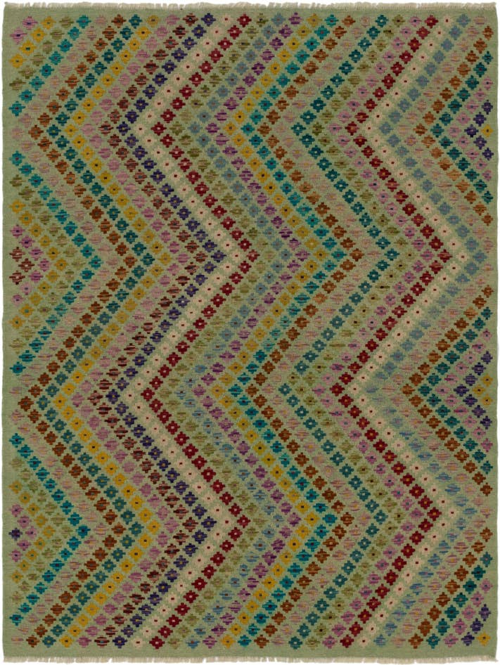 Detail image of 5' 10 x 7' 8 Hand Woven Kilim Modern Wool Rug