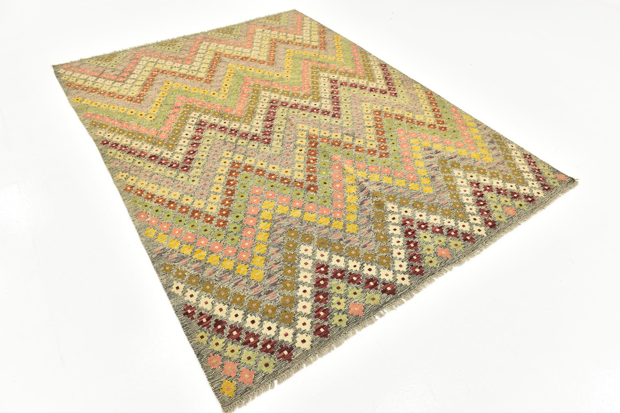 6' x 8' Hand Woven Kilim Modern Wool Rug