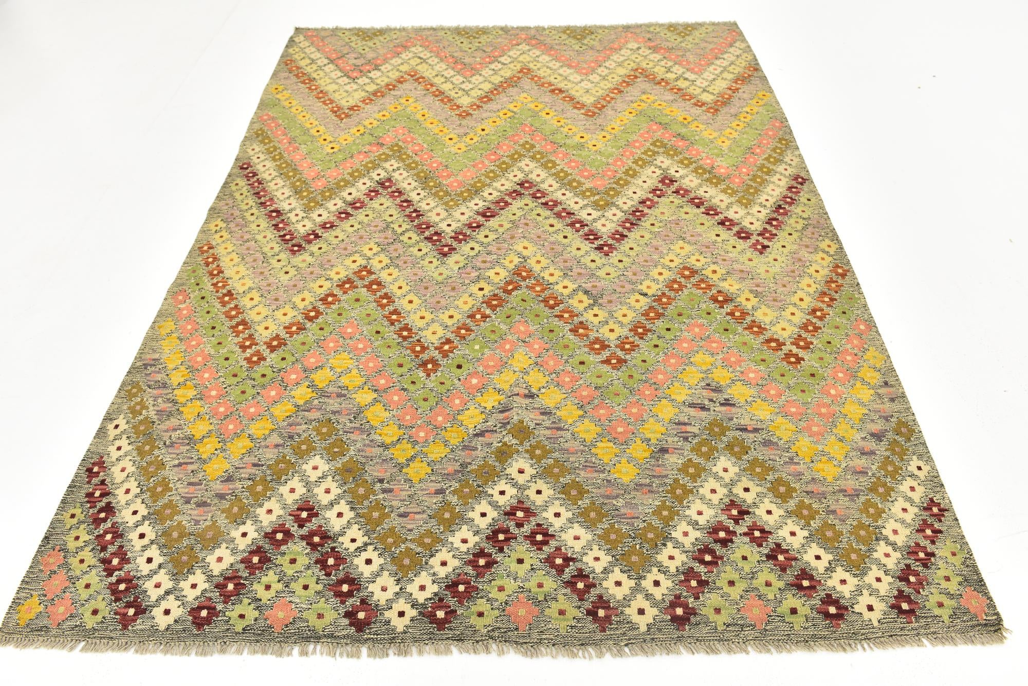 6' x 8' Hand Woven Kilim Modern Wool Rug
