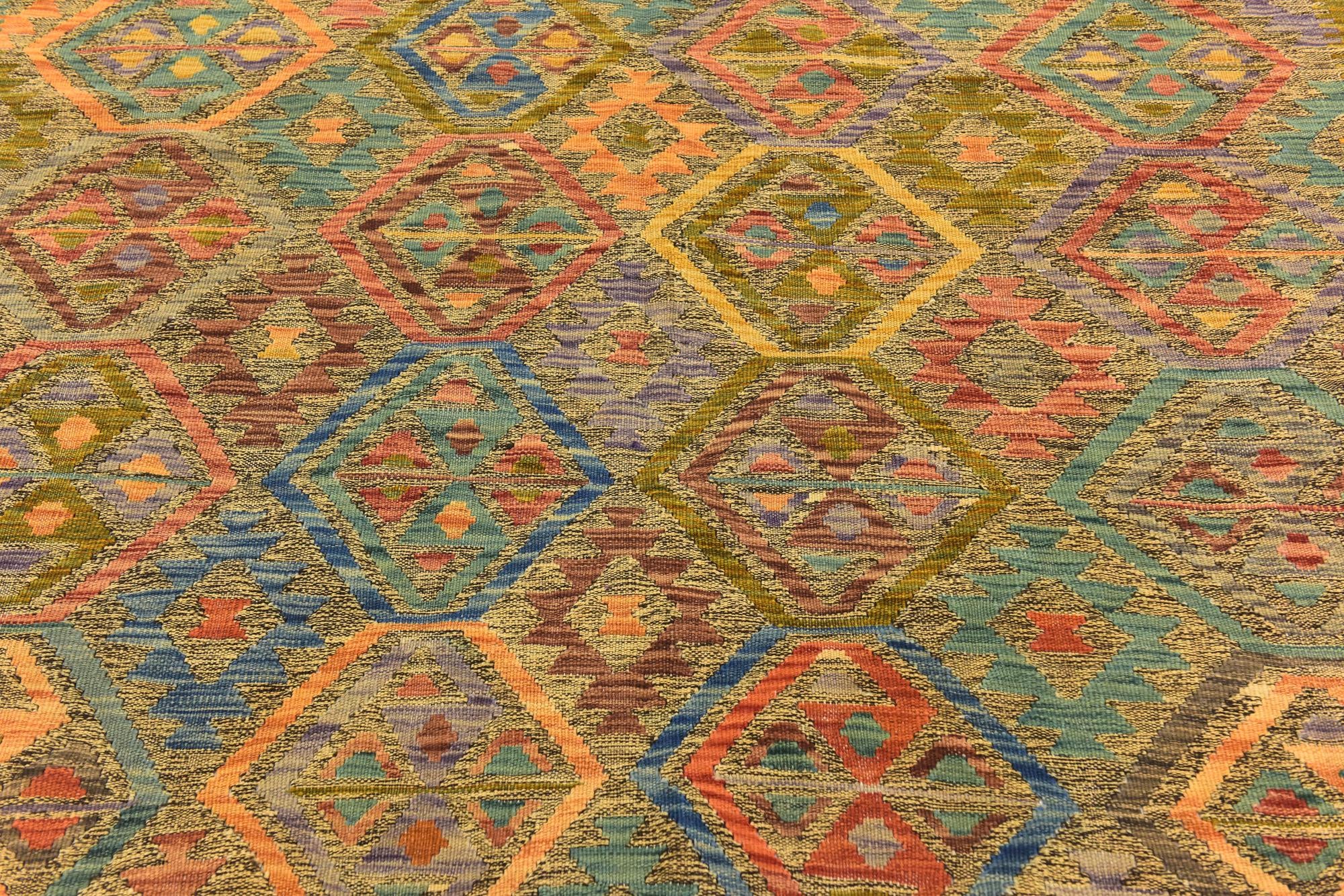 6' 7 x 8' 4 Hand Woven Kilim Modern Wool Rug