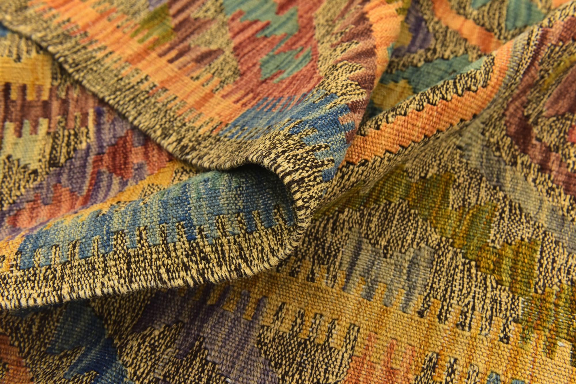 6' 7 x 8' 4 Hand Woven Kilim Modern Wool Rug