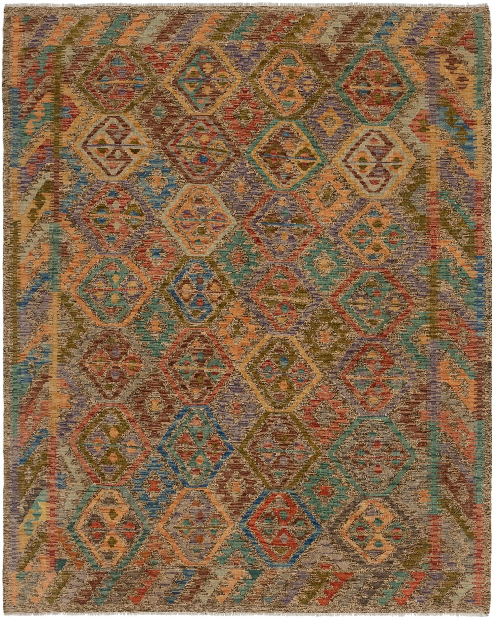 6' 7 x 8' 4 Hand Woven Kilim Modern Wool Rug