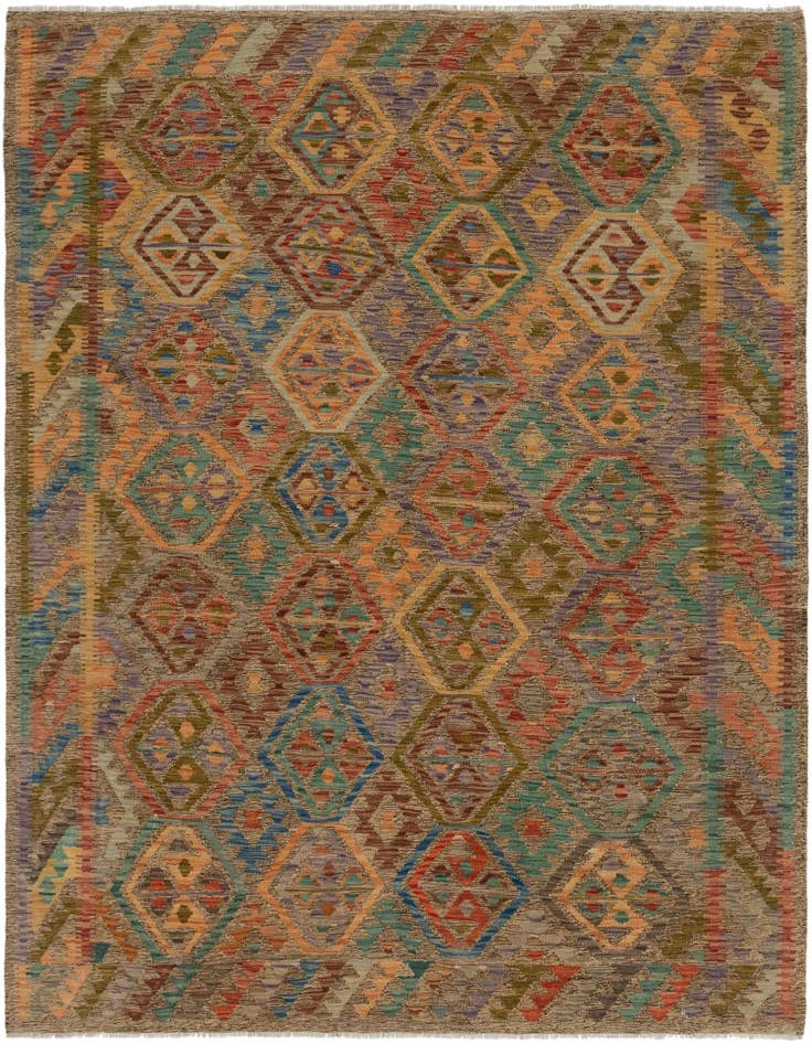 Detail image of 6' 7 x 8' 4 Hand Woven Kilim Modern Wool Rug