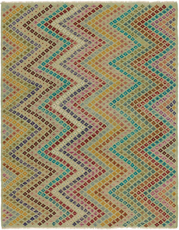 Detail image of 6' 3 x 7' 10 Hand Woven Kilim Modern Wool Rug