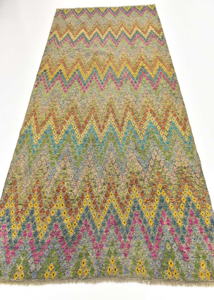 7' 3 x 9' 4 Hand Woven Kilim Modern Wool Rug