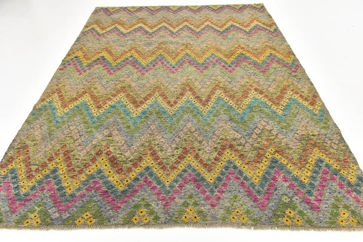 Detail image of 7' 3 x 9' 4 Hand Woven Kilim Modern Wool Rug