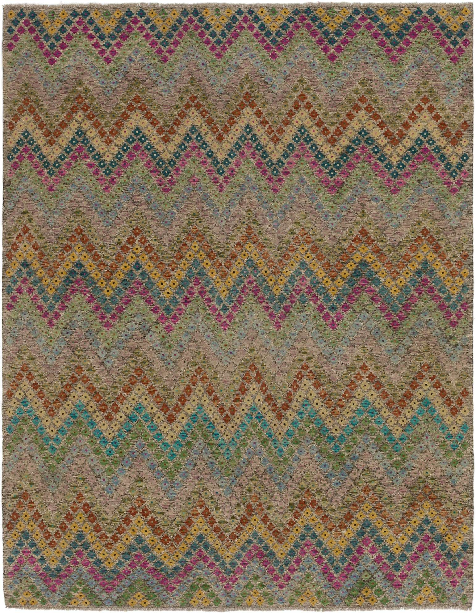 7' 3 x 9' 4 Hand Woven Kilim Modern Wool Rug
