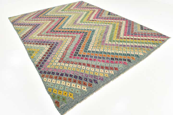8' 8 x 11' 3 Hand Woven Kilim Modern Wool Rug