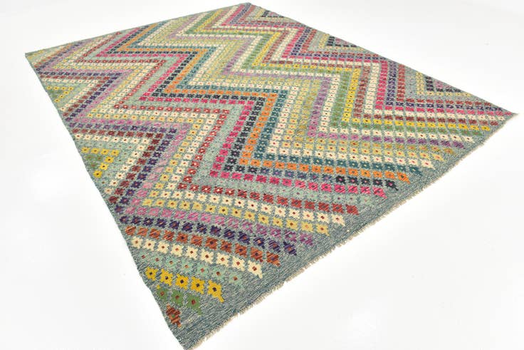 Detail image of 8' 8 x 11' 3 Hand Woven Kilim Modern Wool Rug