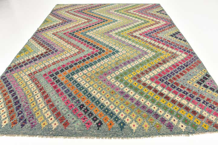 8' 8 x 11' 3 Hand Woven Kilim Modern Wool Rug