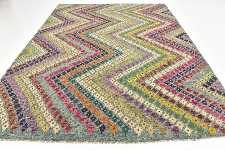 Detail image of 8' 8 x 11' 3 Hand Woven Kilim Modern Wool Rug