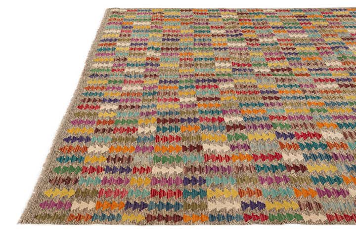 6' 9 x 8' 8 Hand Woven Kilim Modern Wool Rug