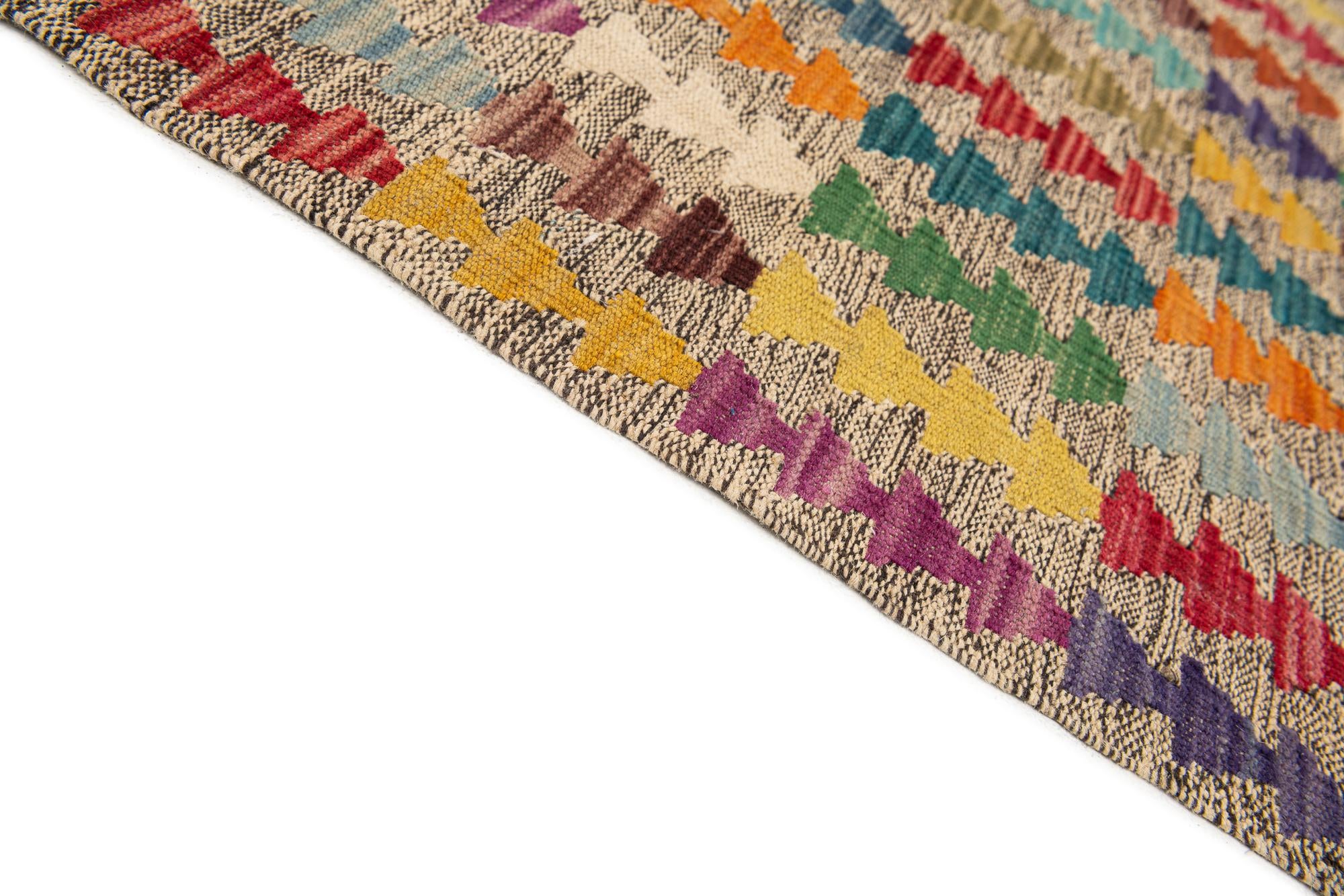 6' 9 x 8' 8 Hand Woven Kilim Modern Wool Rug