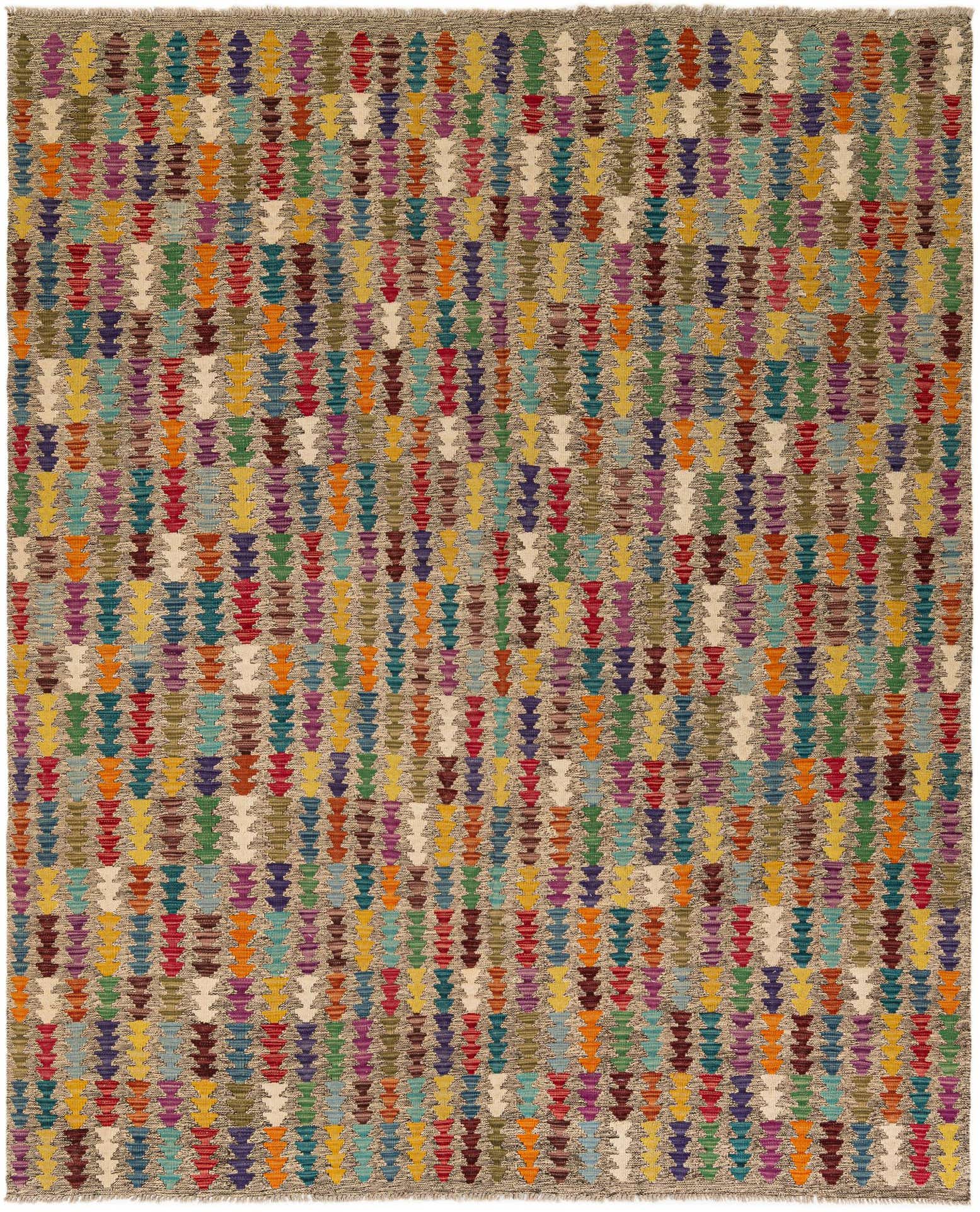 6' 9 x 8' 8 Hand Woven Kilim Modern Wool Rug