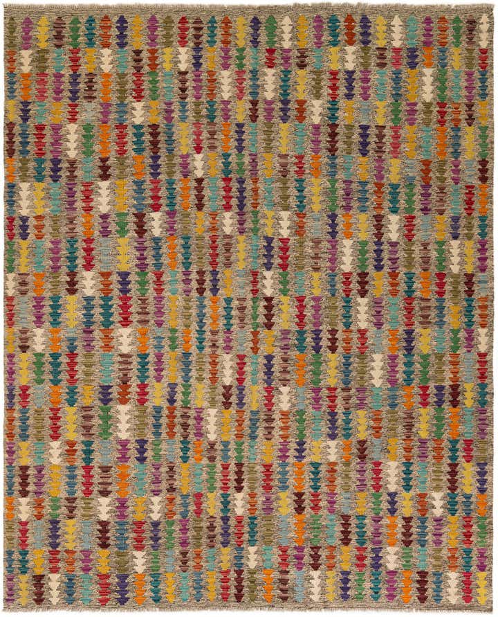 6' 9 x 8' 8 Hand Woven Kilim Modern Wool Rug