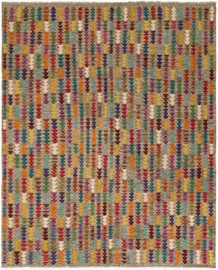 Detail image of 6' 9 x 8' 8 Hand Woven Kilim Modern Wool Rug