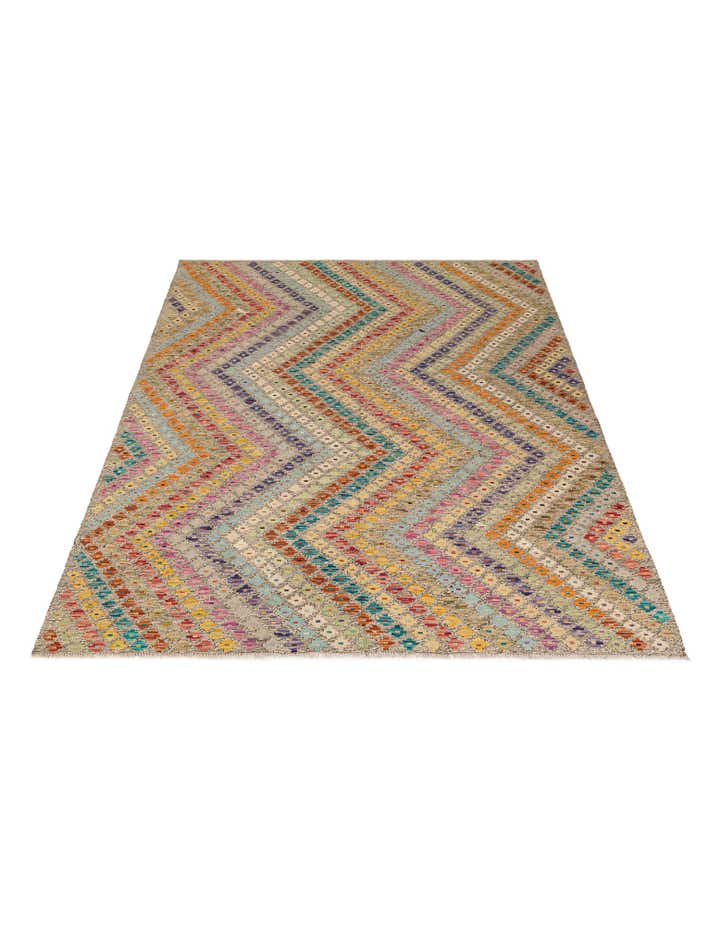 6' x 7' 5 Hand Woven Kilim Modern Wool Rug
