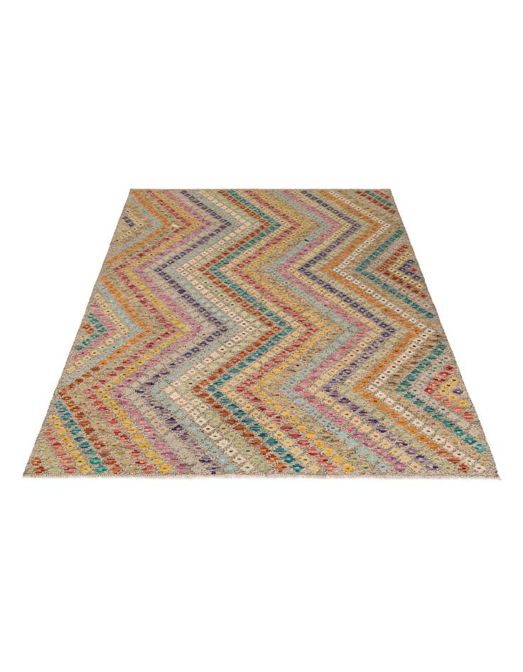 Detail image of 6' x 7' 5 Hand Woven Kilim Modern Wool Rug
