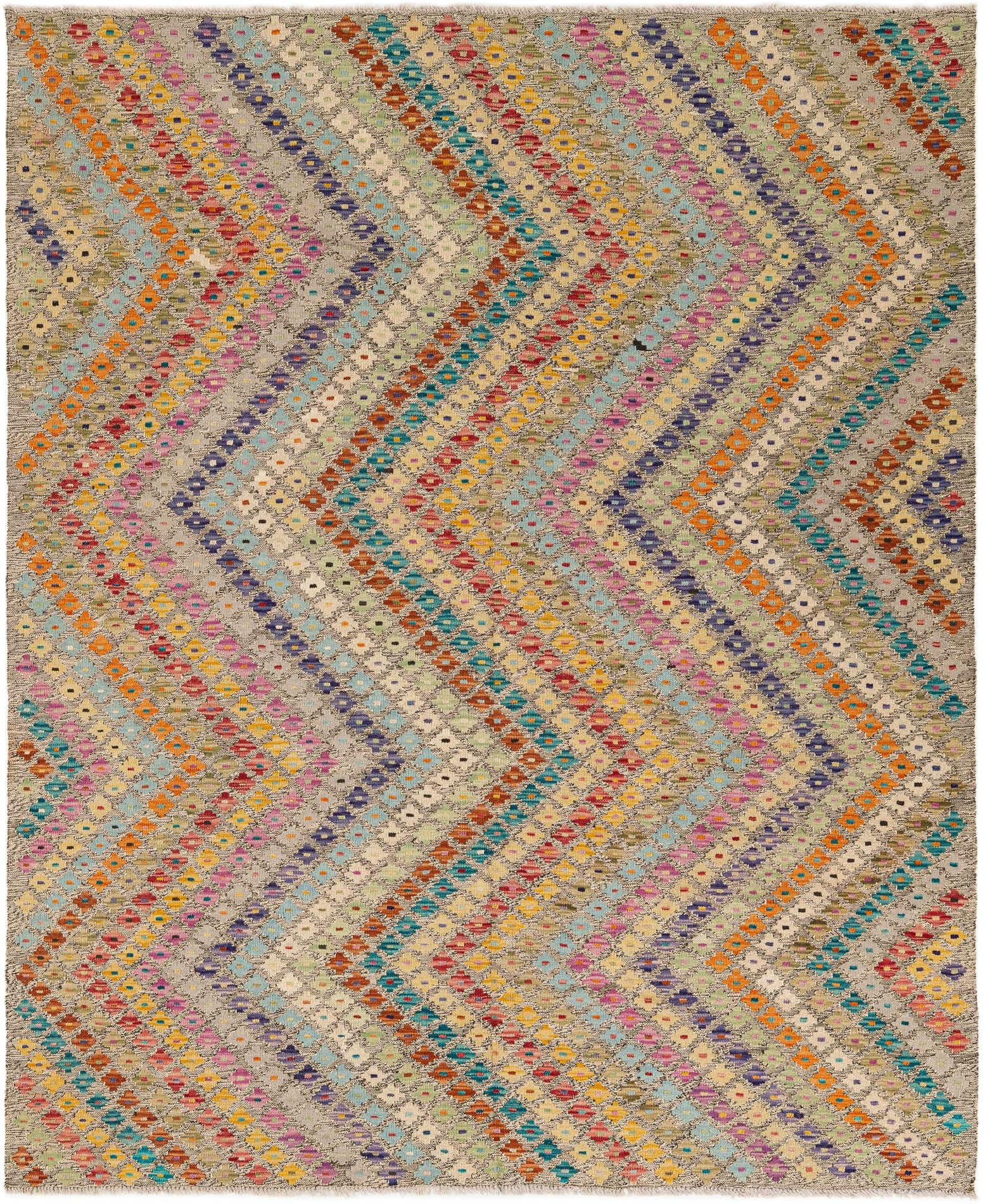 6' x 7' 5 Hand Woven Kilim Modern Wool Rug