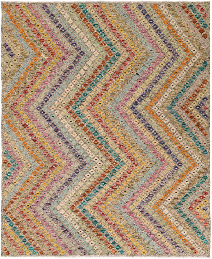6' x 7' 5 Hand Woven Kilim Modern Wool Rug