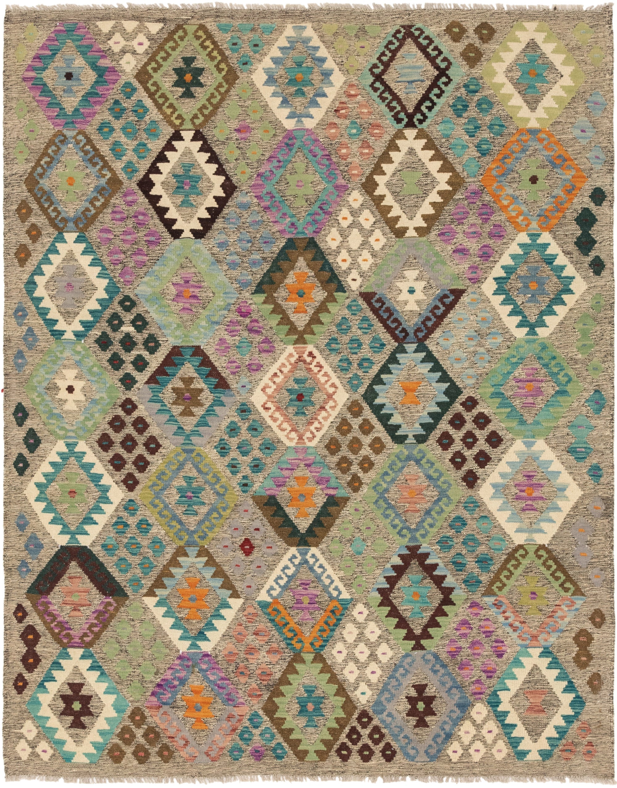 6' x 7' 6 Hand Woven Kilim Modern Wool Rug