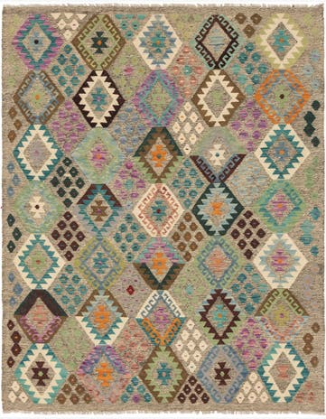 6' x 7' 6 Hand Woven Kilim Modern Wool Rug