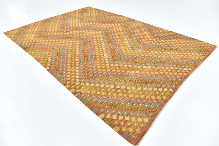 7' 10 x 11' 4 Hand Woven Kilim Modern Wool Rug
