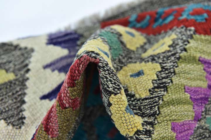 7' x 9' 7 Hand Woven Kilim Modern Wool Rug