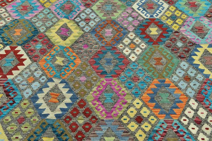 7' x 9' 7 Hand Woven Kilim Modern Wool Rug