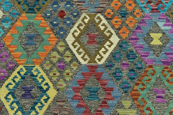 7' x 9' 7 Hand Woven Kilim Modern Wool Rug