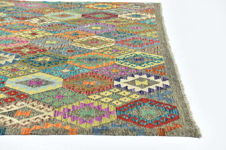 7' x 9' 7 Hand Woven Kilim Modern Wool Rug