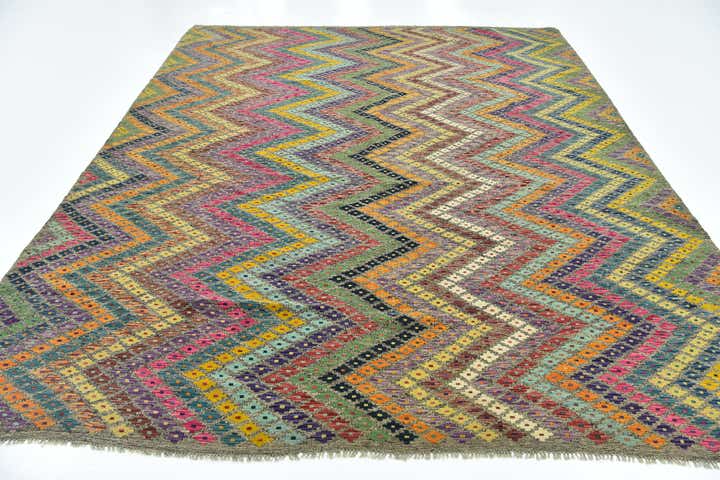 8' 8 x 11' 2 Hand Woven Kilim Modern Wool Rug
