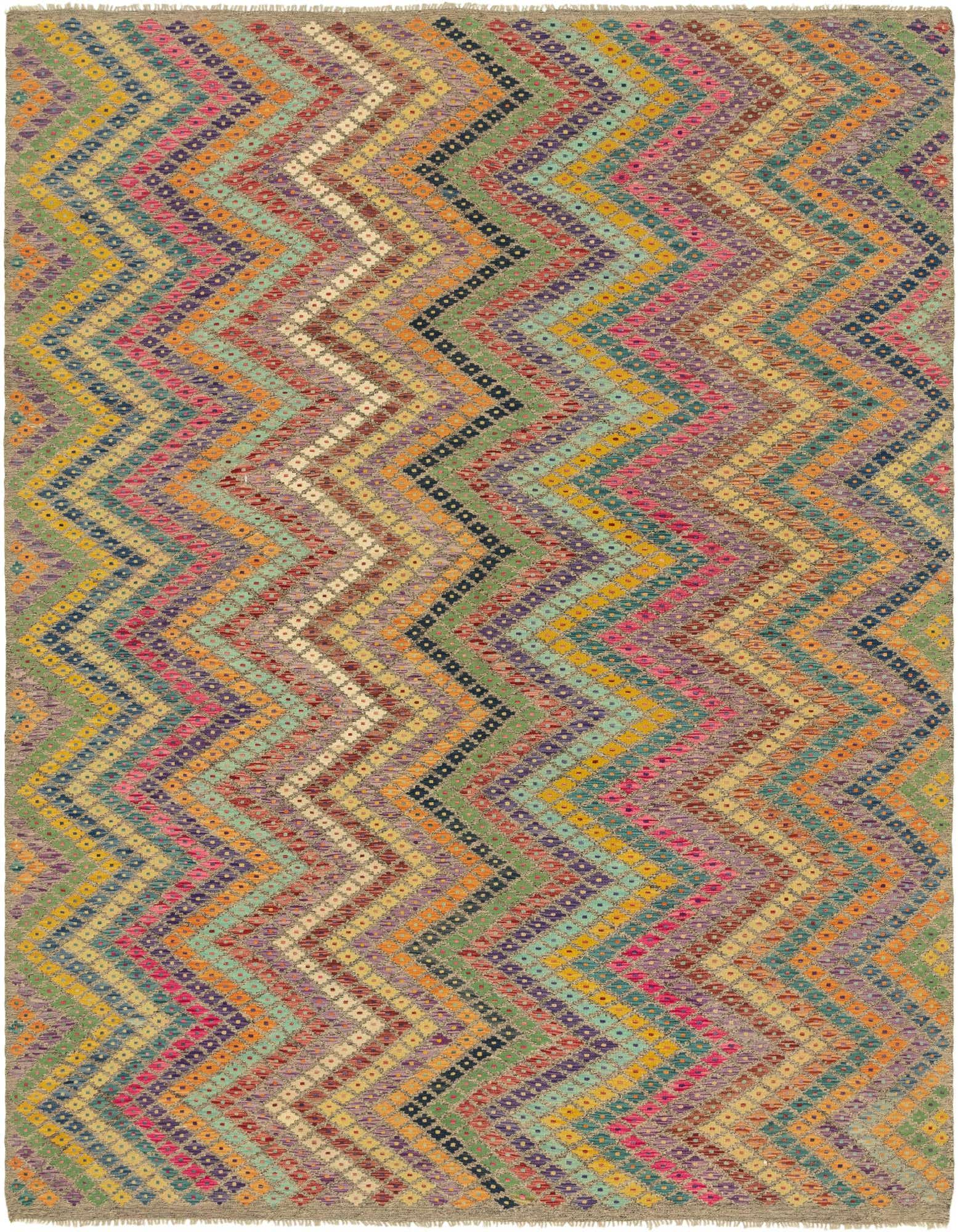 8' 8 x 11' 2 Hand Woven Kilim Modern Wool Rug