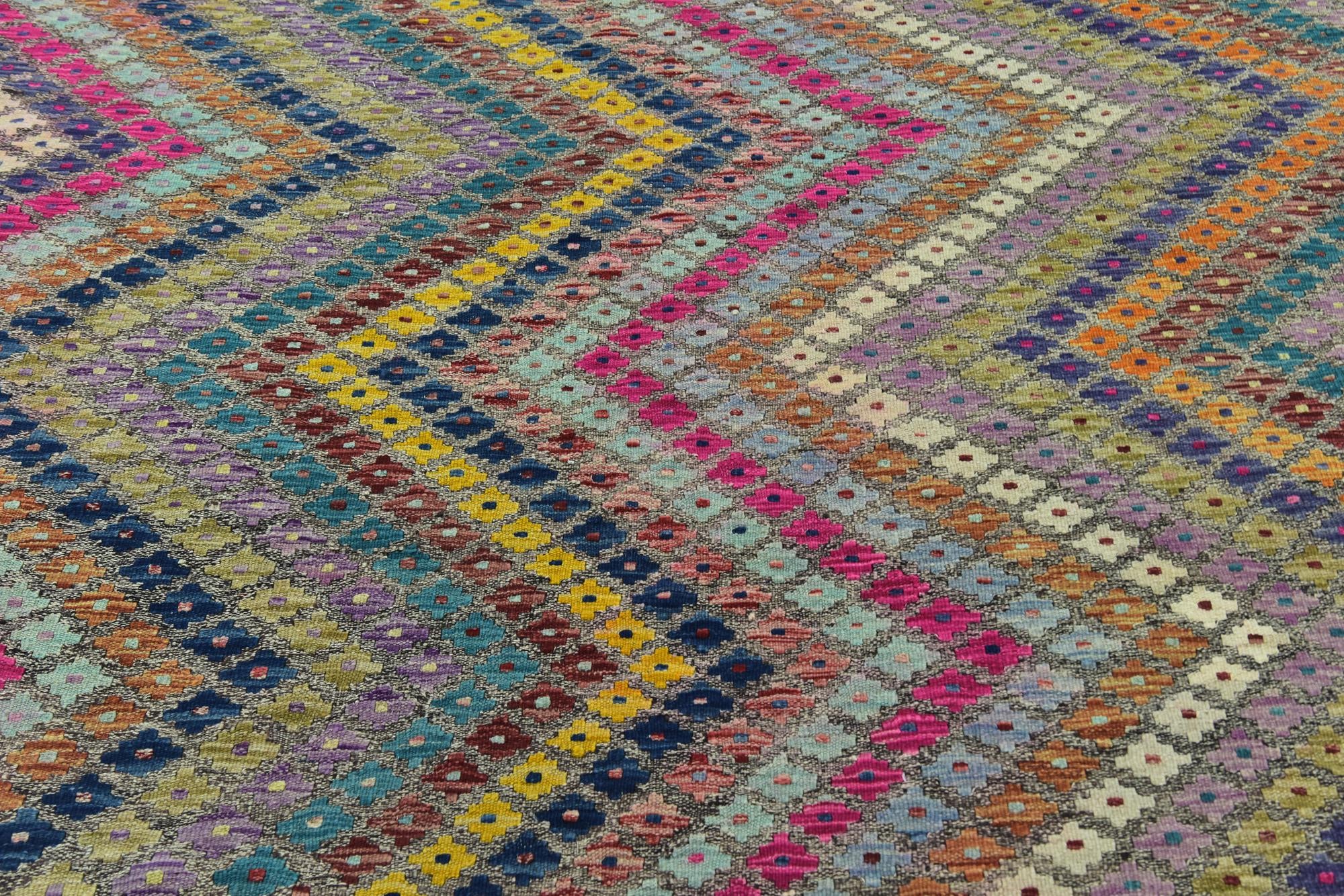 8' x 11' 2 Hand Woven Kilim Modern Wool Rug