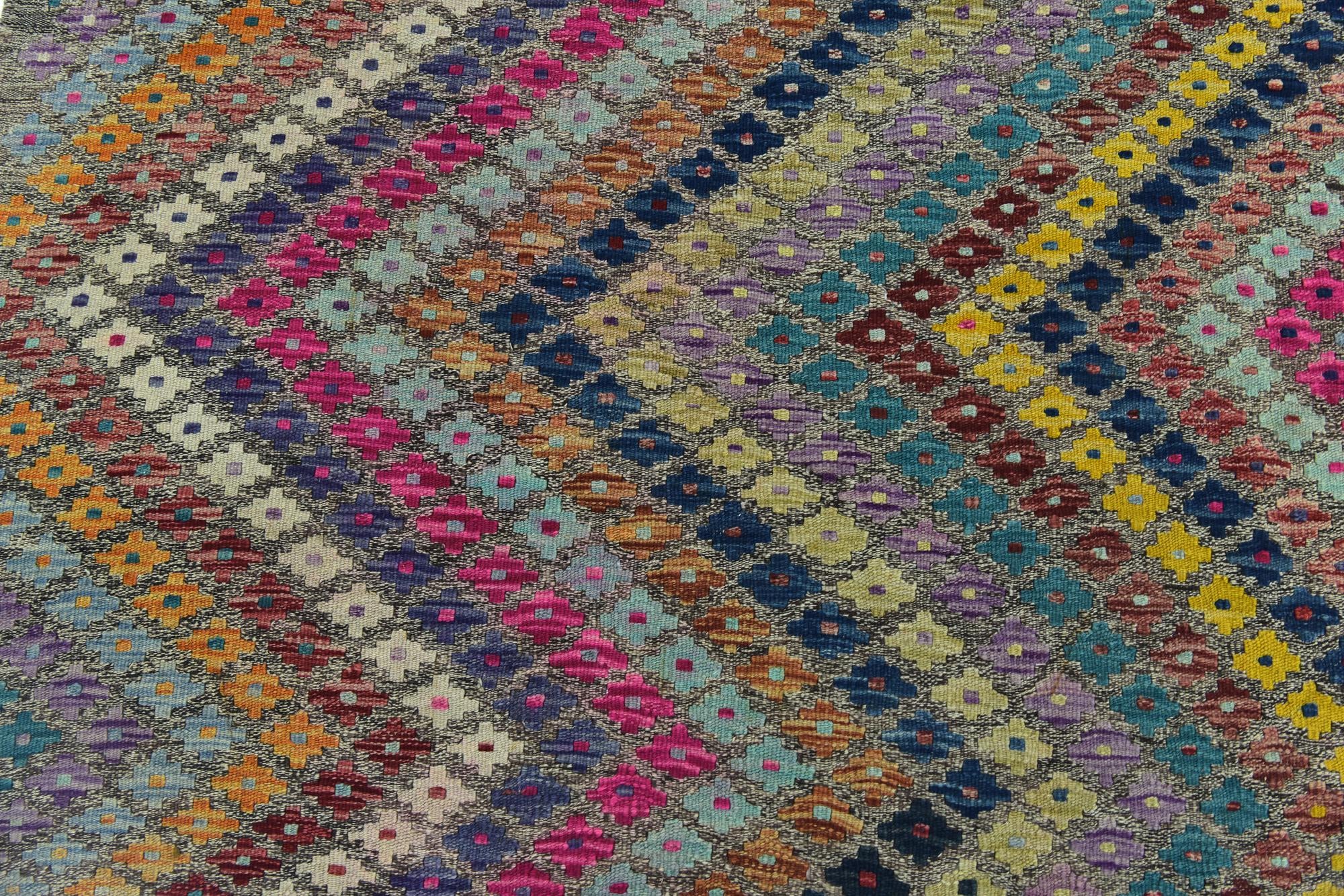 8' x 11' 2 Hand Woven Kilim Modern Wool Rug