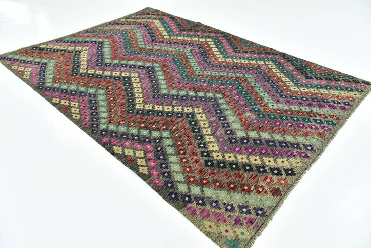 Detail image of 6' 9 x 9' 7 Hand Woven Kilim Modern Wool Rug