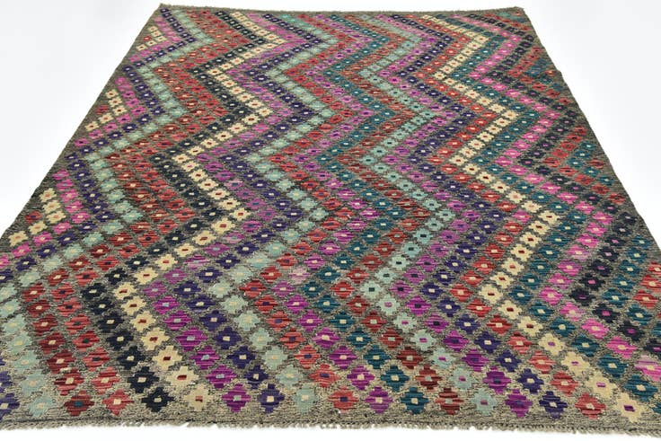 Detail image of 6' 9 x 9' 7 Hand Woven Kilim Modern Wool Rug