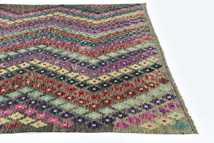 6' 9 x 9' 7 Hand Woven Kilim Modern Wool Rug