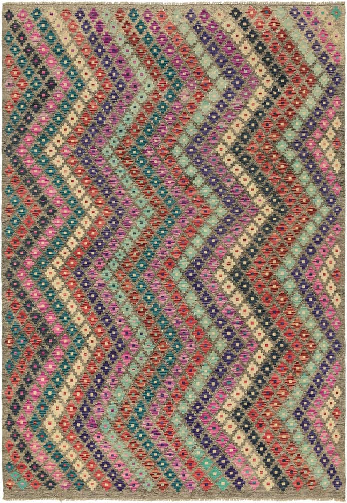 6' 9 x 9' 7 Hand Woven Kilim Modern Wool Rug